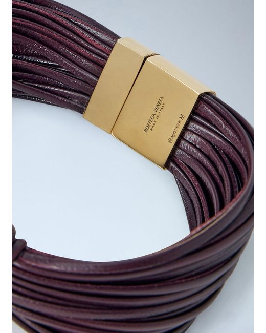 Bottega Veneta Blue Interwoven Leather Bracelet With-Tone Clasp