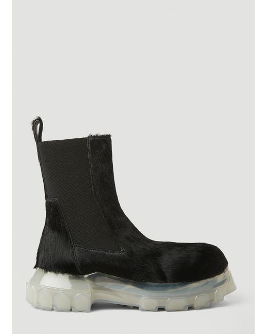 Rick Owens Black Hairy Chelsea Boots for men