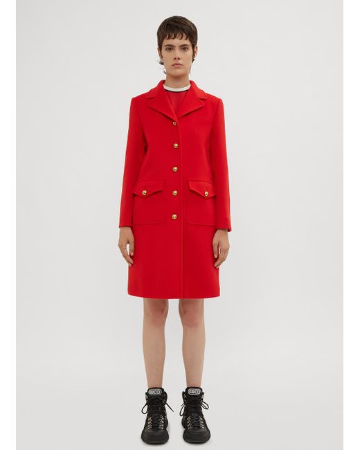 Gucci Red Wool Coat With Double G