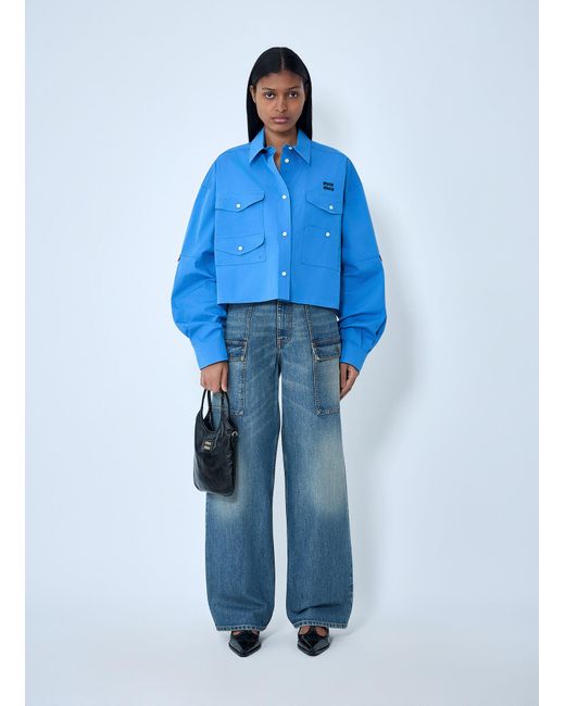 Miu Miu Blue Cargo Denim Jeans