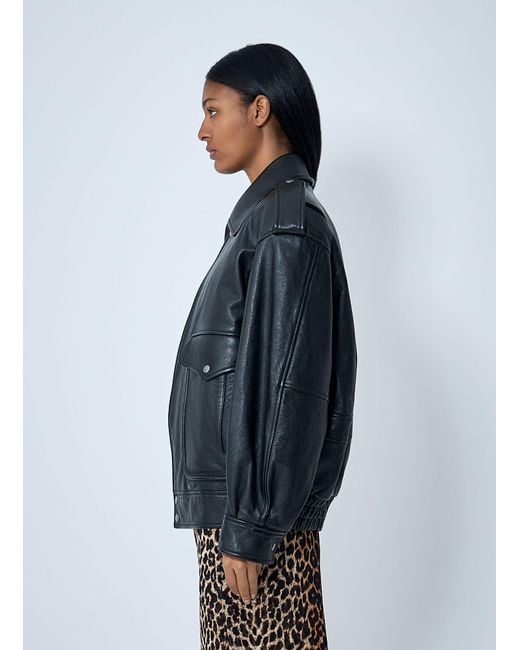 Saint Laurent Blue Grained Leather Jacket