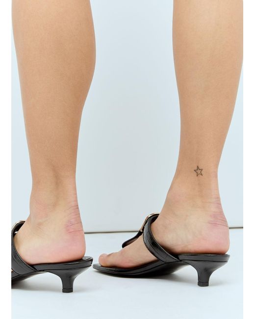 Totême  White Belted Croco Flip-flop Heels