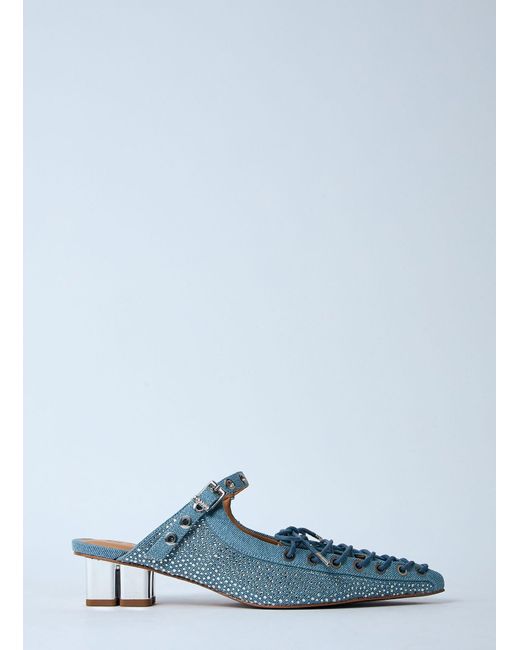 Ganni Blue Embellished Denim Mules