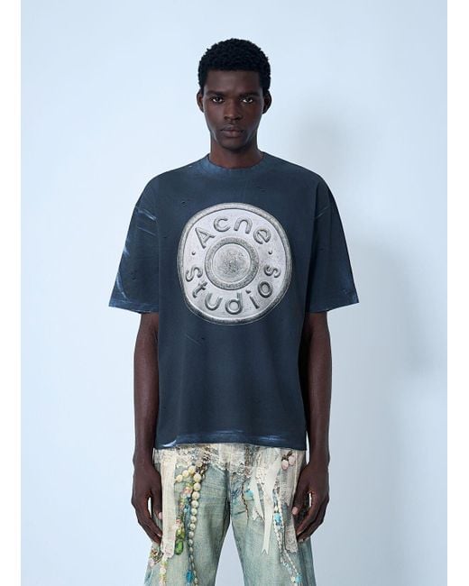 Acne Studios Men's Blue Logo Motif T-shirt