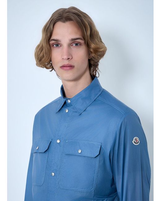 Moncler Blue Technical Ripstop Overshirt for men