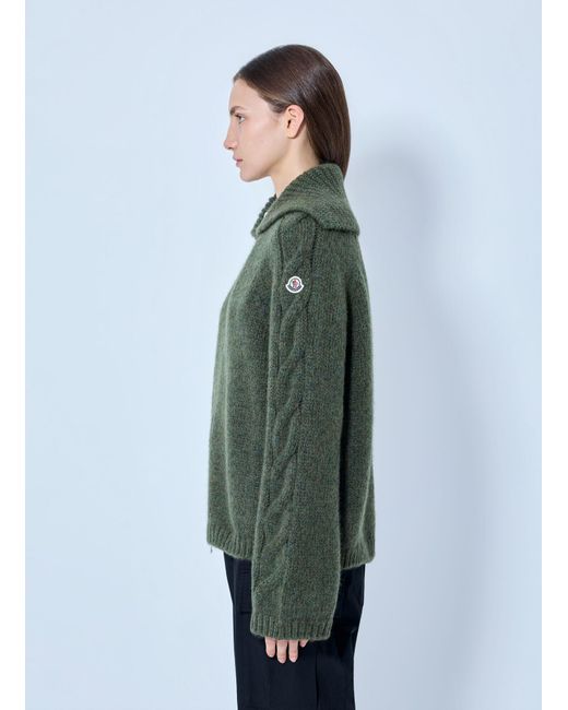 Moncler Green Zipped Knit Sweater