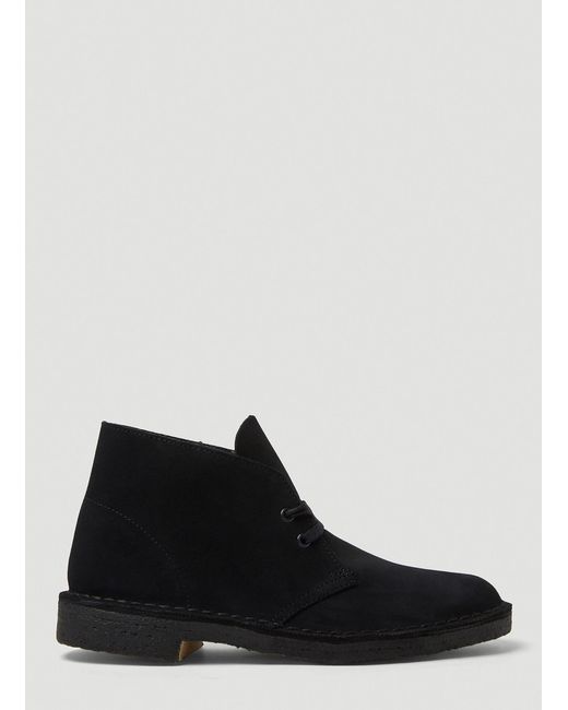 Clarks Leather Low Heel Desert Lace Up Boots in Black for Men | Lyst