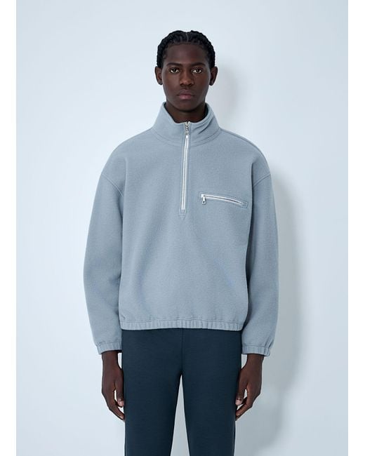 Rier Blue Half-Zip Fleece Pullover for men
