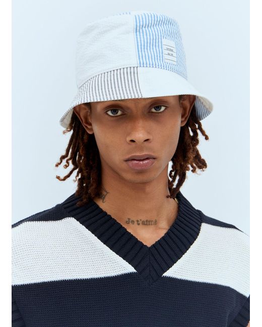 Thom Browne Blue Quarter Bucket Hat for men