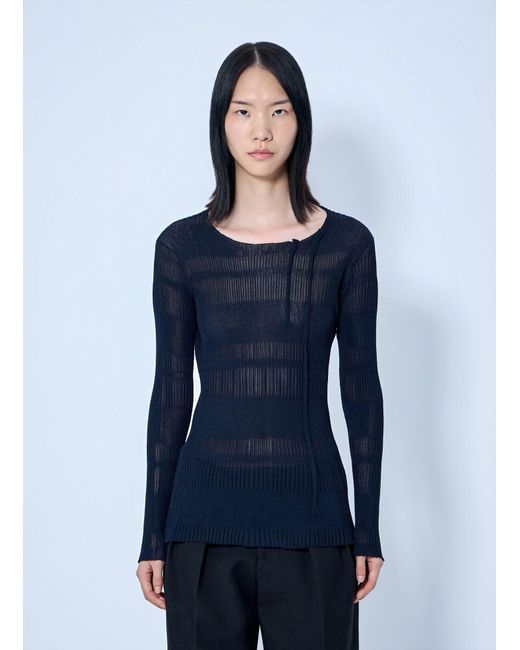 Yohji Yamamoto Blue Rib Tuck D Round Neck Top