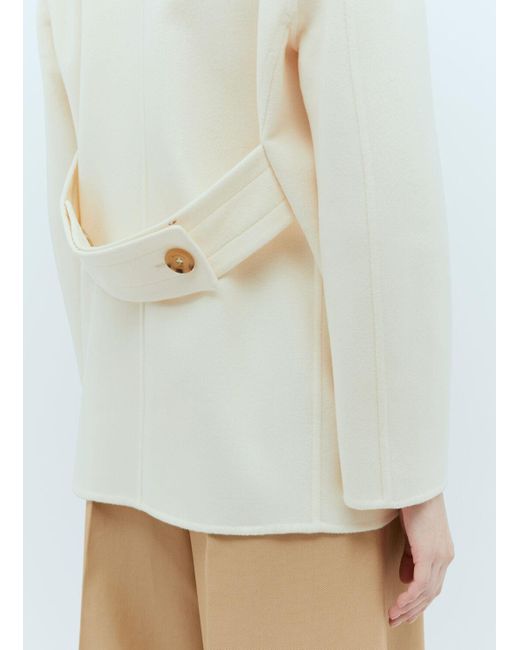 Max Mara White Wool And Cashmere Pea Coat