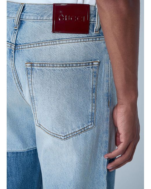 Gucci Blue Contrast Panel Jeans for men