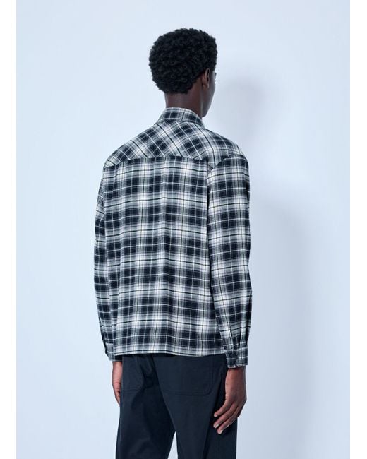Moncler Blue Check Patterned Cotton Shirt for men