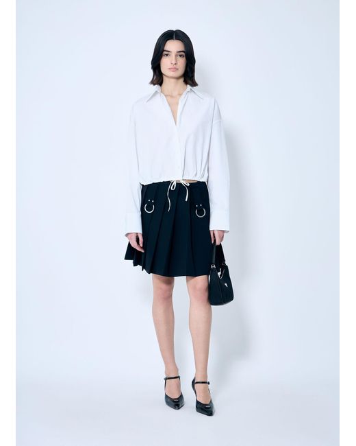 Prada Blue Pleated Wool Skirt