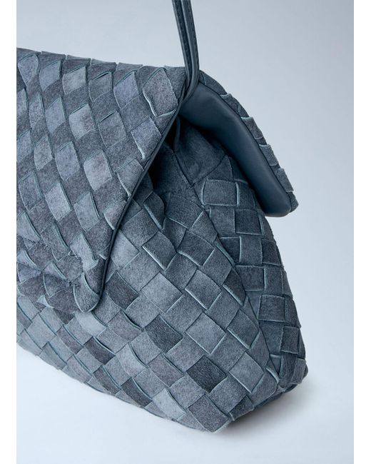 Bottega Veneta Blue Giorno Suede Shoulder Bag