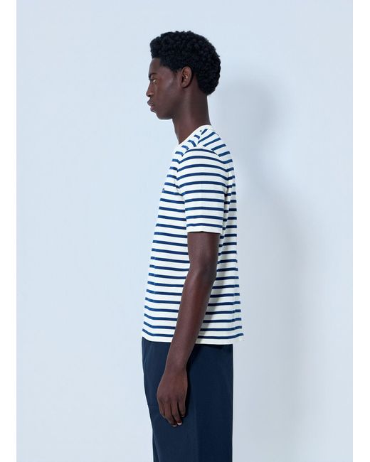Prada Blue Striped Crewneck T-Shirt for men