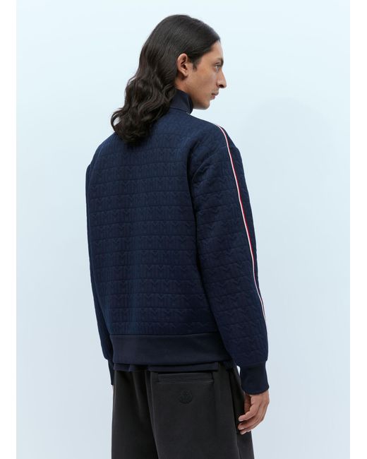 Moncler Blue Embossed Zip-up Sweatshirt for men
