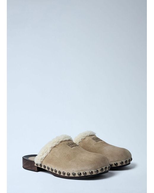 Miu Miu White Suede Clogs