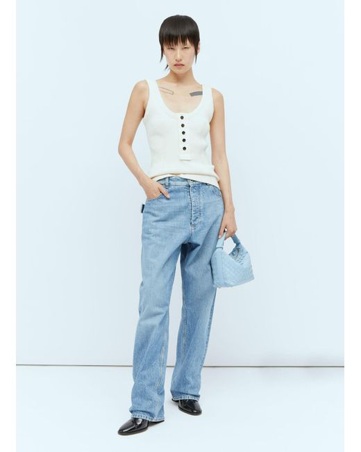 Bottega Veneta White Raised Placket Tank Top