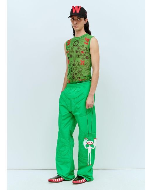 Walter Van Beirendonck Green Space Pants for men