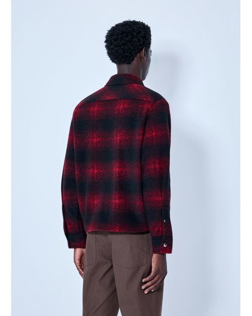 Moncler Red Checked Zip-Front Jacket for men