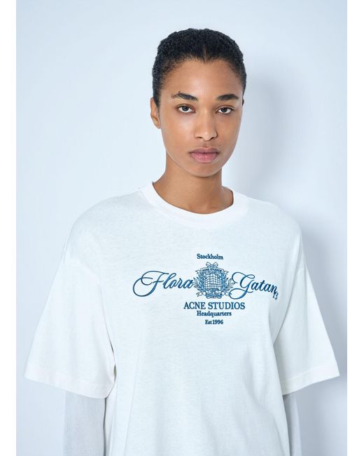 Acne White Embroidered T-Shirt