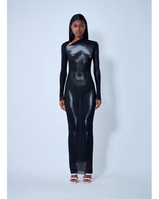 Jean Paul Gaultier Blue Wood Mesh Maxi Dress