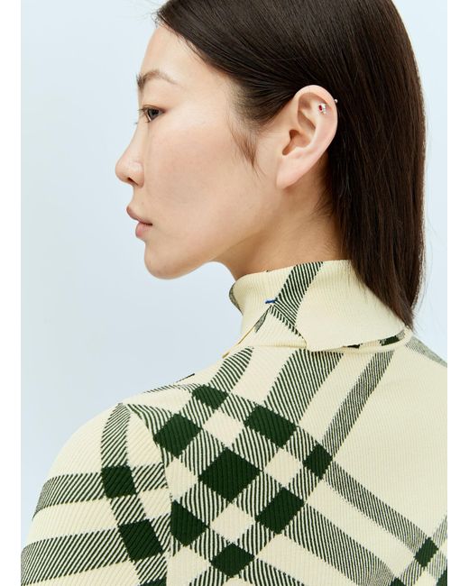 Burberry Green Ribbed Check Sweater
