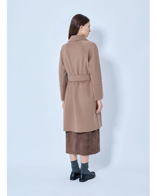 Max Mara Blue Belted Wool-blend Coat