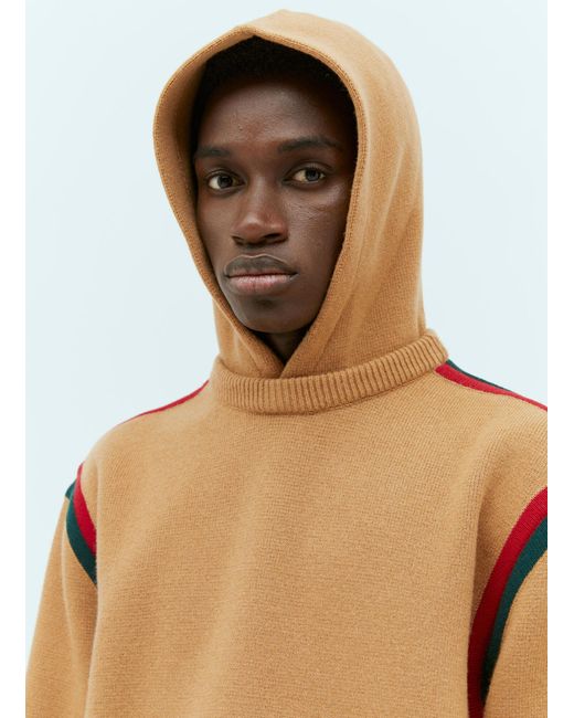 Gucci Natural Wool Knit Hooded Sweatshirt for men