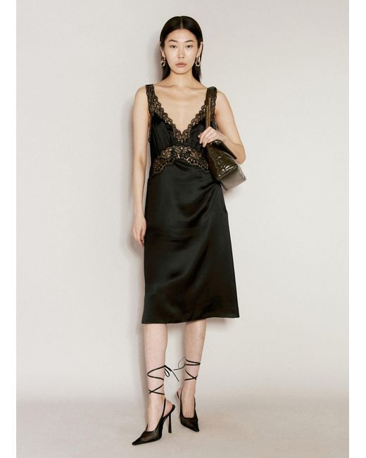 Saint Laurent Black Slip Silk Dress