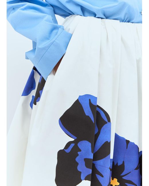 Miu Miu Blue Flower Poplin Skirt