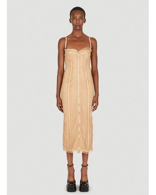 Gucci GG Tulle Corset Dress in Beige (Natural) | Lyst
