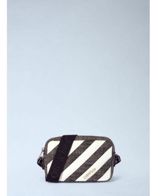 Off-White c/o Virgil Abloh Blue Off Diagonal Quilted Camera Crossbody Bag