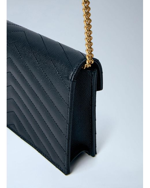 Saint Laurent Blue Cassandre Chain Wallet