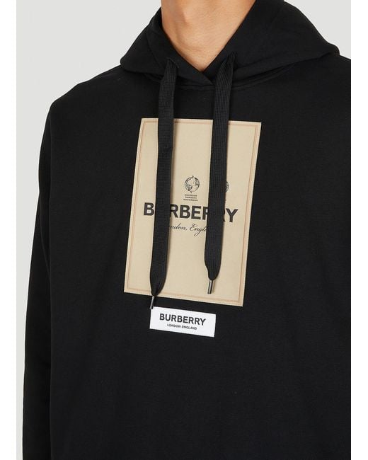 Burberry Black Logo Patch Hooded Sweatshirt for men