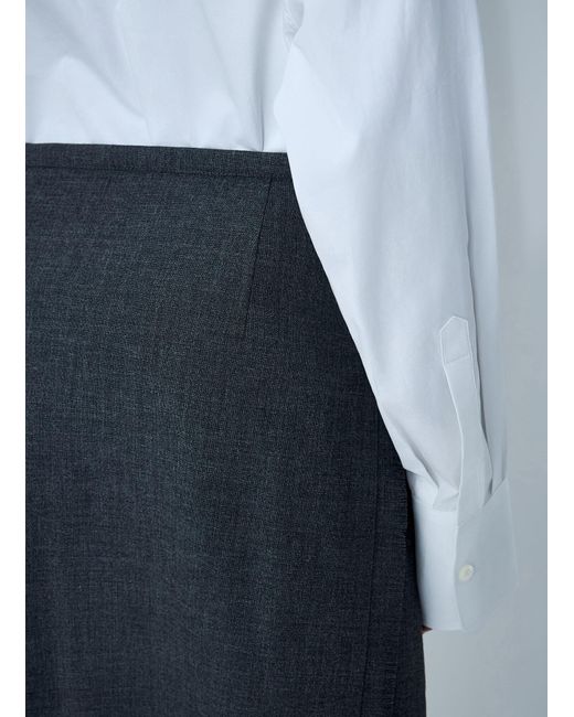 Prada Blue Pleated Rush Stitch Skirt With Belt
