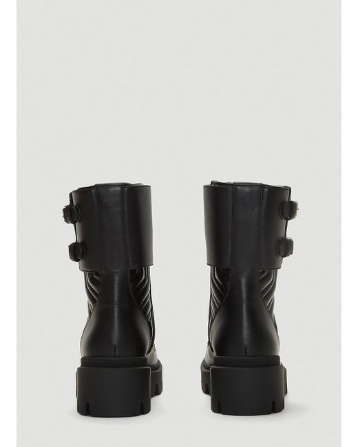 Gucci Black Frances Chevron-quilted Leather Heeled Biker Boots