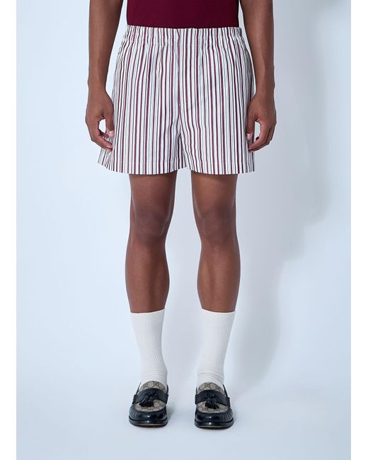 Gucci White Striped Logo Motif Shorts for men