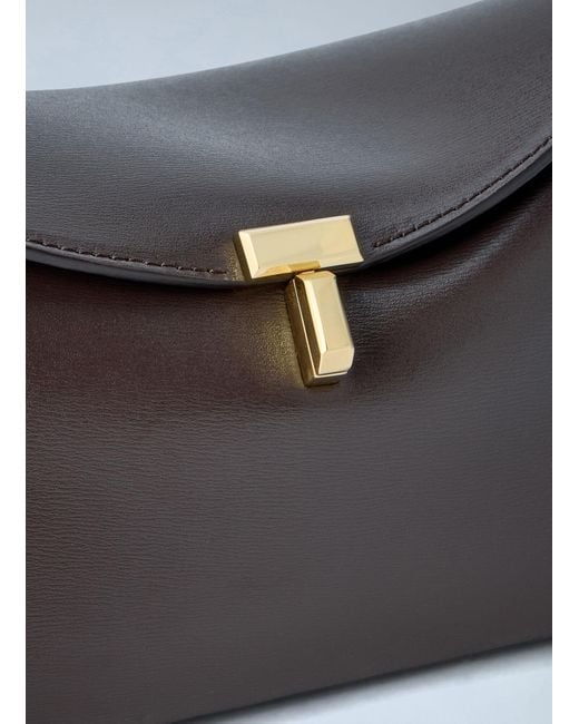 Totême  Brown T-Lock Leather Clutch