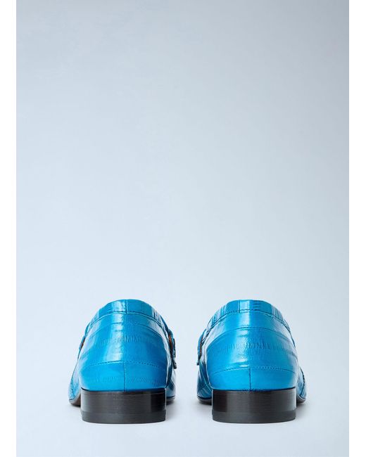 Dries Van Noten Blue Croc-Embossed Leather Loafers