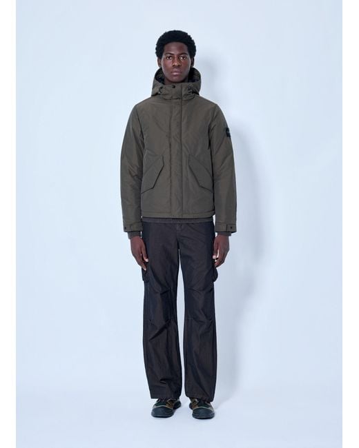 Stone Island Gray Hooded Quilted Jacket for men