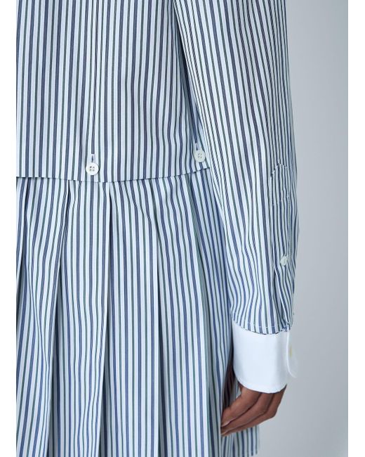 Miu Miu Blue Striped Pleated Dress