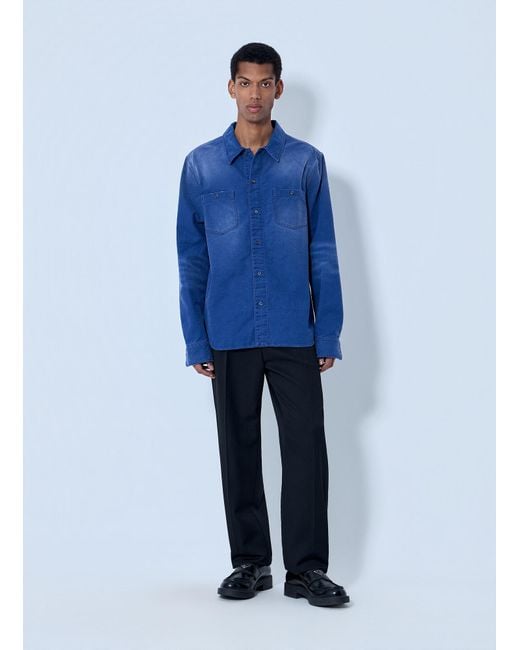 Prada Blue Denim Button-Down Shirt for men