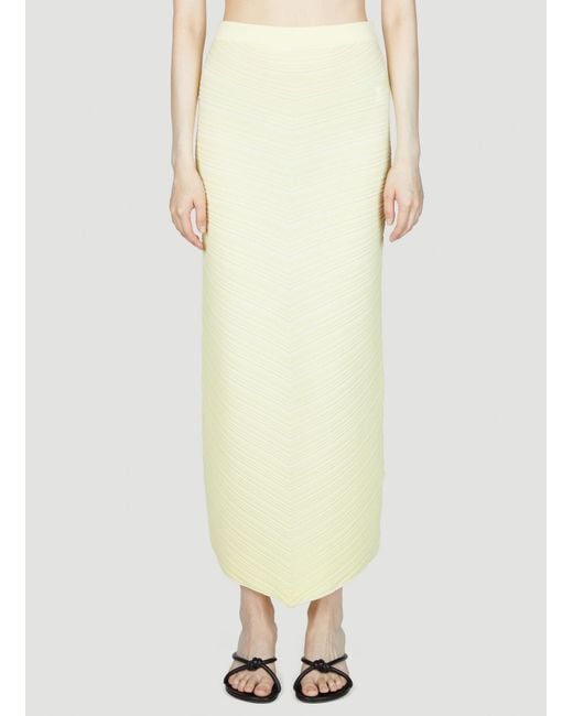 Bottega Veneta Yellow Knit Midi Skirt