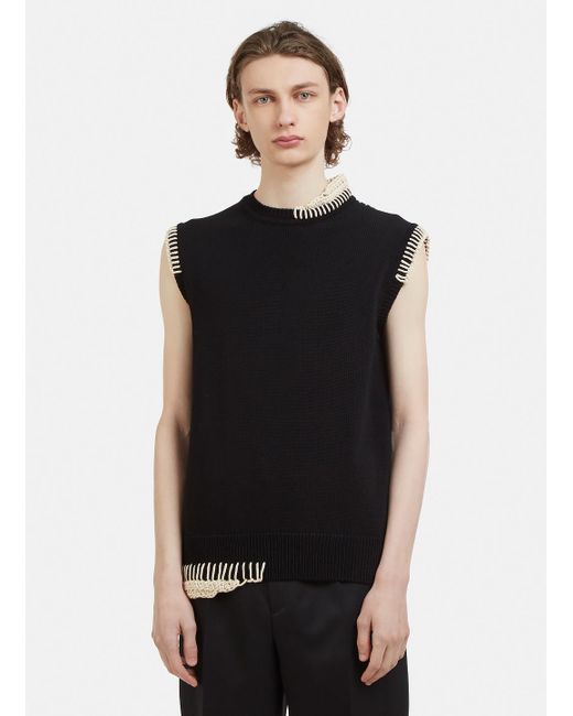 Jil Sander Whipstitch Sleeveless Knit Vest In Black for men