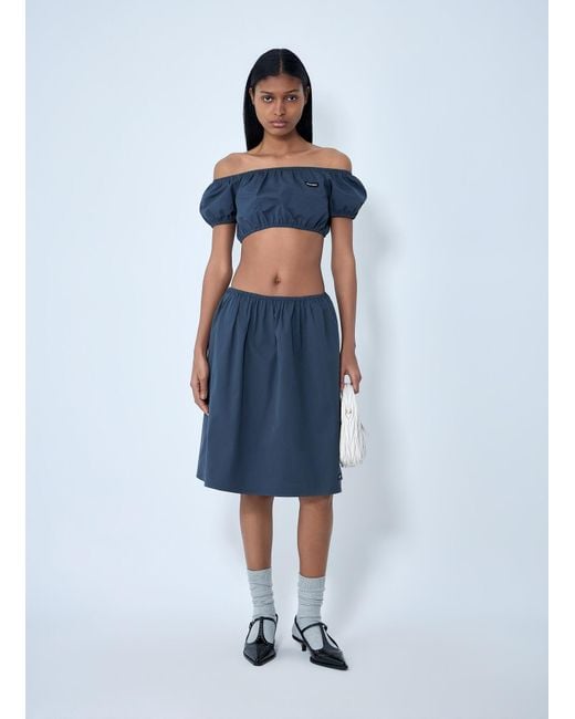 Miu Miu Blue Elasticated Waist A-Line Skirt