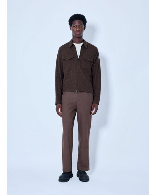 Moncler Brown Checked Zip-Up Jacket for men