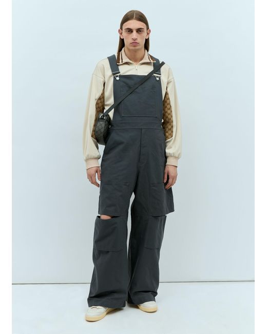 Gucci Blue Logo Patch Dungarees for men
