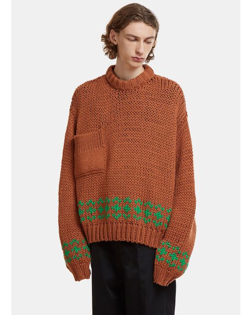Raf Simons Oversized Disturbed Knit Sweater In Brown for men